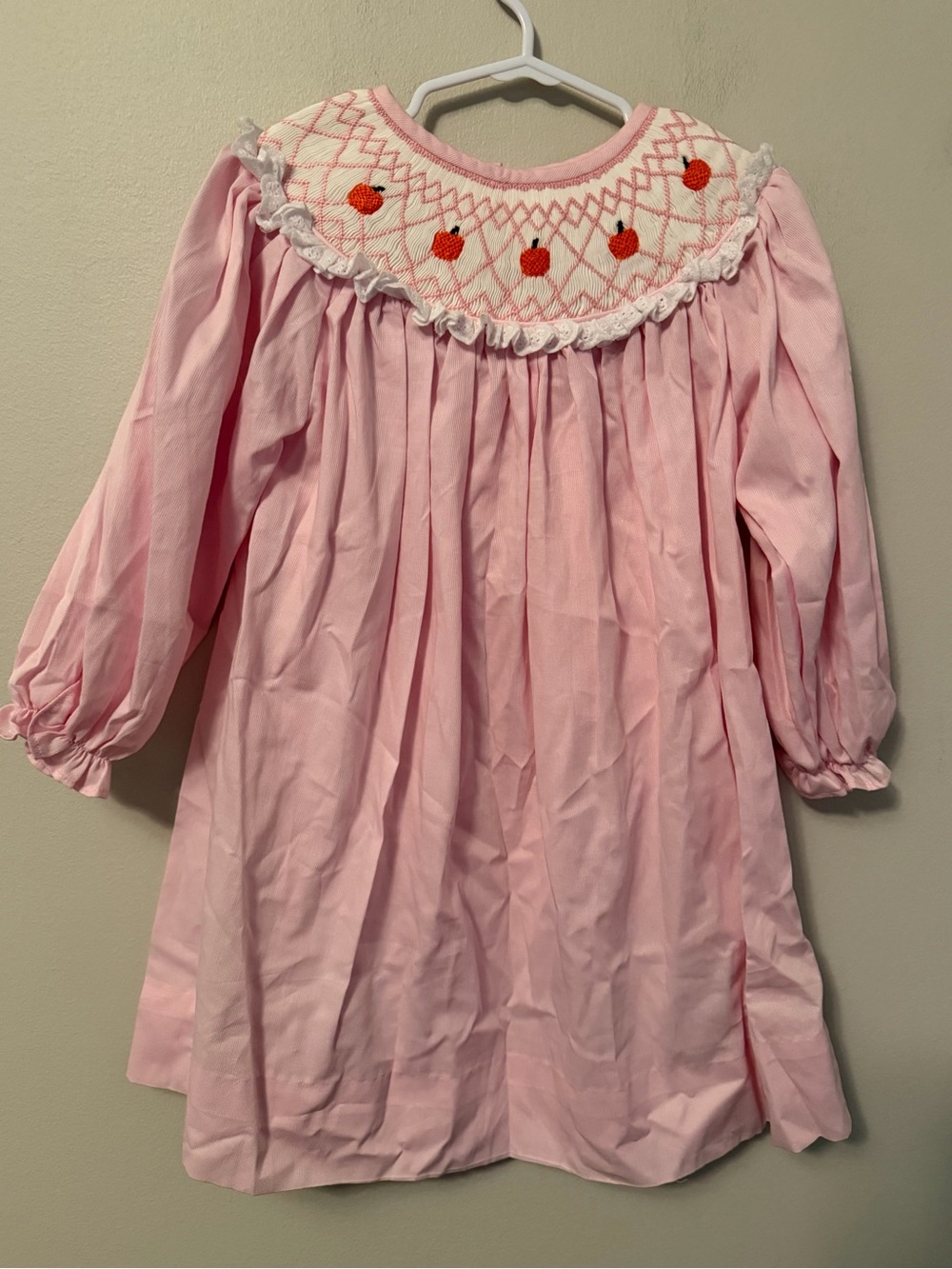 Cecil and Lou Pink Smocked Pumpkin Long Sleeve Dress